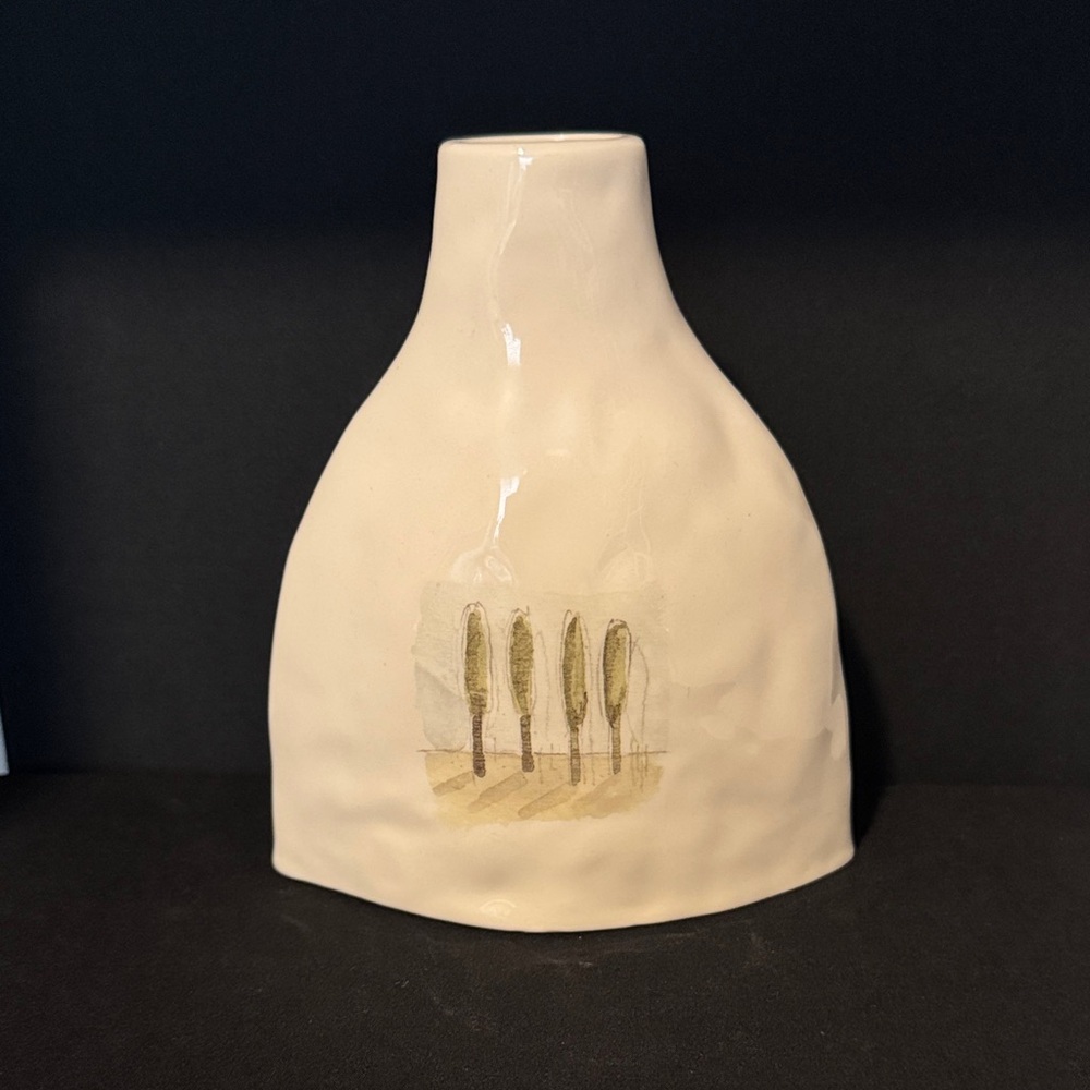 Vintage Rae Dunn Magenta 6” dimpled vase cypress trees Love is a Healing Thing